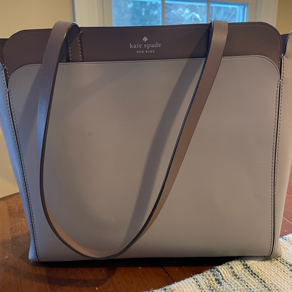 kate spade Light Gray and Brown Tote Bag